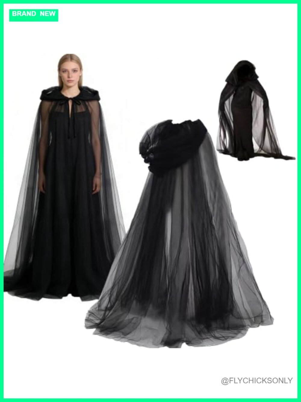 Medieval Hooded Cloak 3-Layer Chiffon Gothic Cape Cosplay Adult Teens Unisex